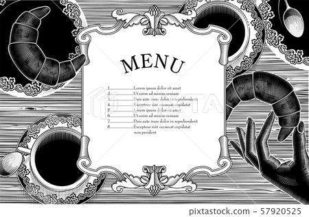 Coffee menu. Female hands with a coffee cup. 57920525