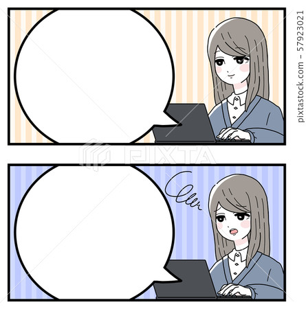 A woman who operates a laptop computer Illustration set with balloons A woman who operates a laptop computer Illustration set with balloons 57923021