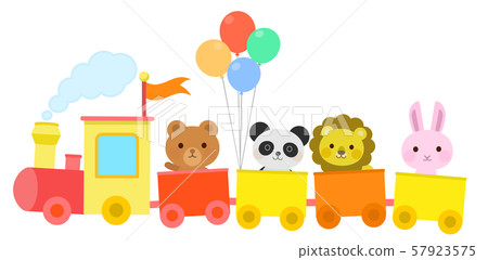 Animal on the train, cute illustration for children 57923575
