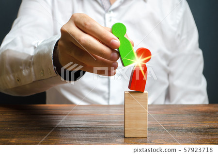 A person replaces a red human figure with a green one. firing staff. Business optimization, replacement of key employees with loyal ones. Change of power. Anti corruption. system recovery. Head Offset A person replaces a red human figure with a green one. firing staff. Business optimization, replacement of key employees with loyal ones. Change of power. Anti corruption. system recovery. Head Offset 57923718