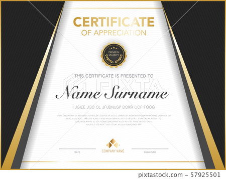diploma certificate template black and gold color with luxury and modern style vector image, suitable for appreciation. Vector illustration. diploma certificate template black and gold color with luxury and modern style vector image, suitable for appreciation. Vector illustration. 57925501