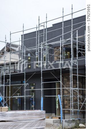 New construction site with scaffolding 57925691