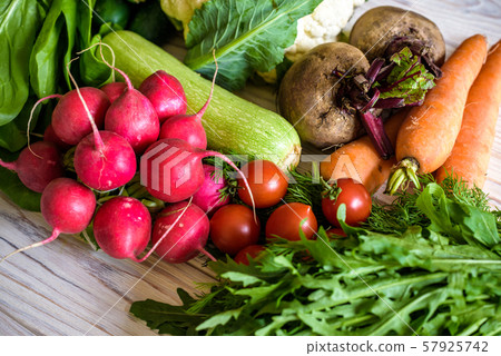 Vegetables and fruits background large colorful 57925742