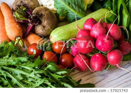 Vegetables and fruits background large colorful Vegetables and fruits background large colorful 57925743