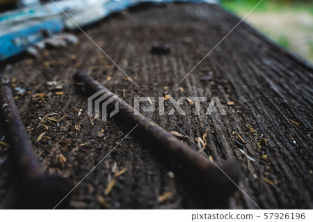 The selected focus very old rusty screws on the 57926196