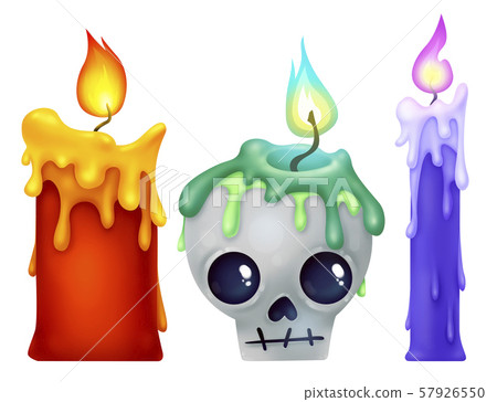 Different candles for witch rituals. Dripping wax. 57926550