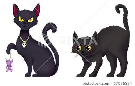 Black cat. One cat caught a mouse. Black cat. One cat caught a mouse. 57926554