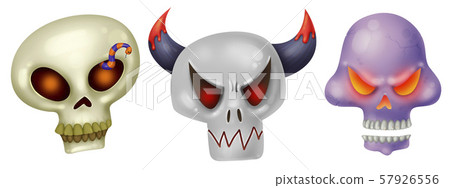 Three skulls. Different emotions. Anger, fear, Three skulls. Different emotions. Anger, fear, 57926556