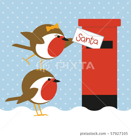 christmas robins posting a letter to santa christmas robins posting a letter to santa 57927105