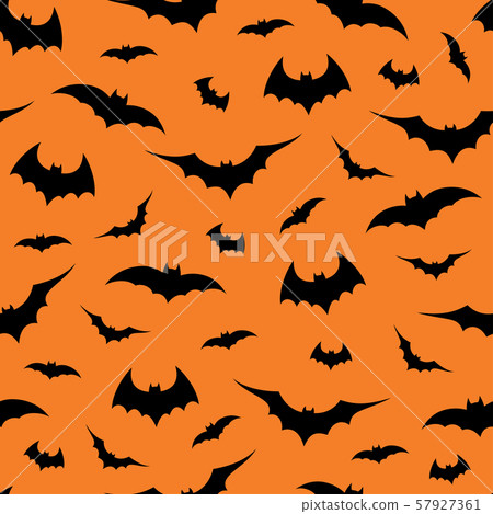 Seamless pattern with bats on orange... - Stock Illustration [57927361 ...