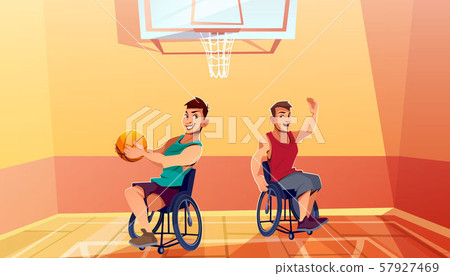 Sportsman on wheelchair playing basketball 57927469