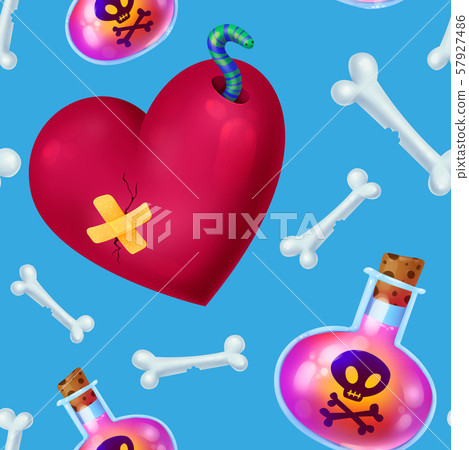Seamless pattern for Halloween. Poison, love 57927486