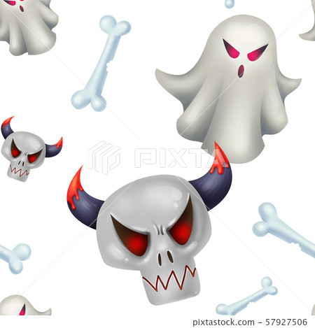 Seamless pattern for Halloween. Ghost, evil skull 57927506
