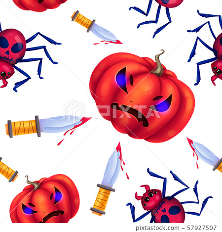 Seamless pattern for Halloween. Evil pumpkin, Seamless pattern for Halloween. Evil pumpkin, 57927507