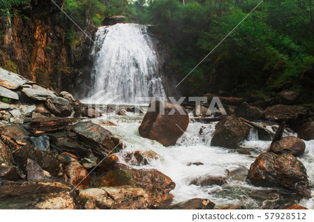 Korbu Waterfall at Lake Teletskoye 57928512