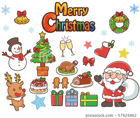 Illustration material: Christmas icons, various Santa Claus 57928862