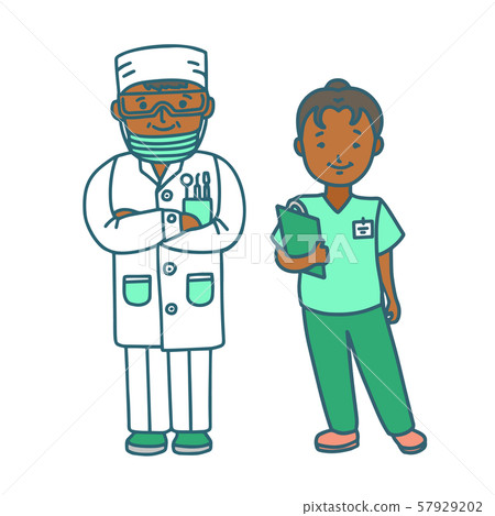 Denistry Staff Dentist and Nurse in Doodle Style Denistry Staff Dentist and Nurse in Doodle Style 57929202