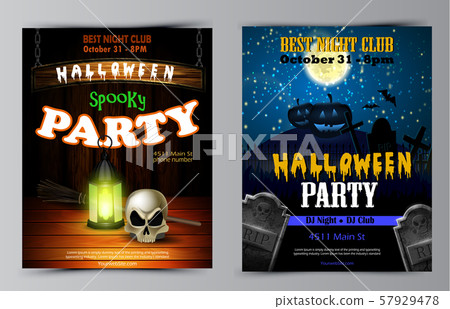 Halloween party flyer with pumpkins Halloween party flyer with pumpkins 57929478
