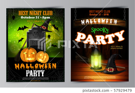 Halloween party flyer with pumpkins Halloween party flyer with pumpkins 57929479