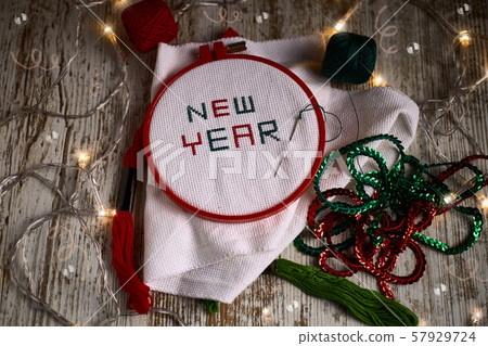 Sewing utensils with the words new year and 2020 57929724