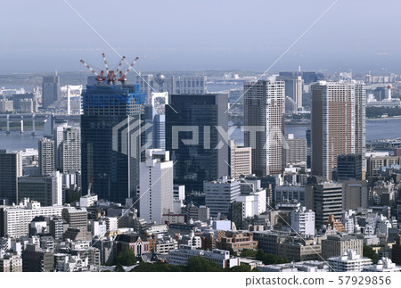Tokyo cityscape in Japan The typhoon passed (typhoon No. 15), Tokyo where the clear sky began to spread (dark clouds in the direction of Chiba) = 9 days 57929856