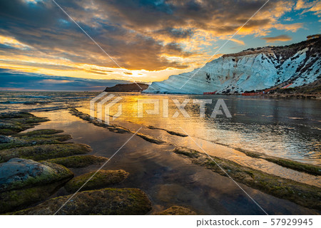 The Scala dei Turchi or Stair of the Turks, white rocky cliff in Sicily, Italy. 57929945