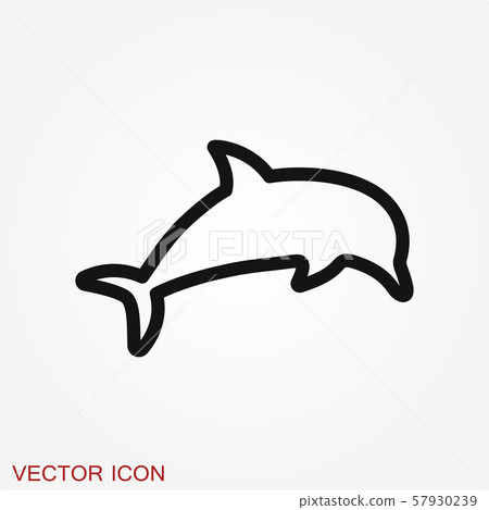 Dolphin icon, aquatic mammal vector icon for Dolphin icon, aquatic mammal vector icon for 57930239