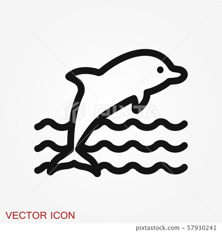 Dolphin icon, aquatic mammal vector icon for Dolphin icon, aquatic mammal vector icon for 57930241