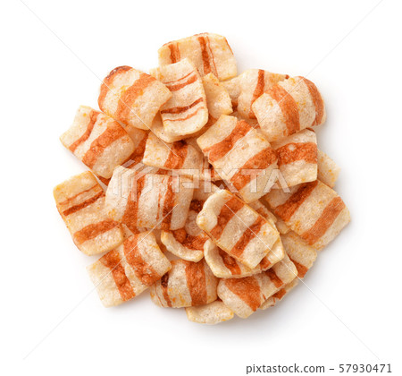 Top view of bacon flavored chips Top view of bacon flavored chips 57930471