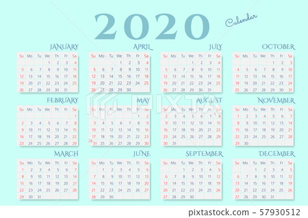 Calendar for 2020 new year on mint color Calendar for 2020 new year on mint color 57930512