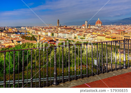 Aerial view of Florence, Italy with Duomo 57930835