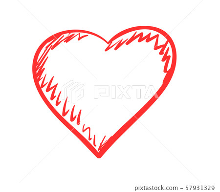 Hand drawn red heart . vector - Stock Illustration [57931329] - PIXTA