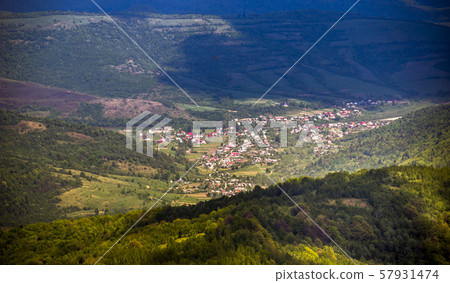 aerial view of the Carpathian village 57931474
