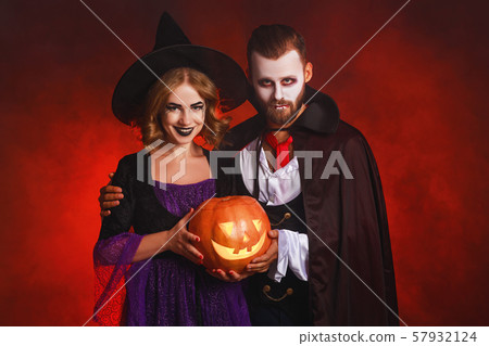 happy Halloween!  couple man and woman  in a 57932124