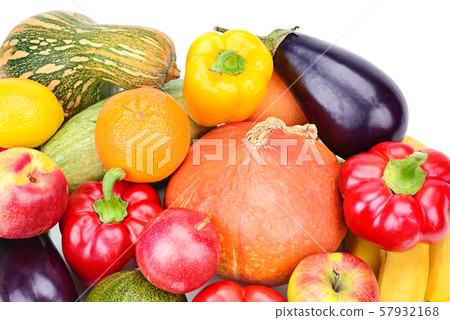 Fruits and vegetables isolated on white 57932168