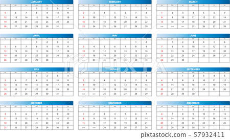 Calendar 2020 With Vector Basic Grid Stock Illustration 57932411 Pixta