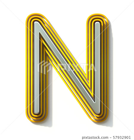 Yellow outlined font letter N 3D 57932901