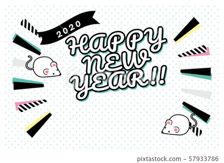 New Year's card design 2020 Pop 80's 90's New Year's card design 2020 Pop 80's 90's 57933786