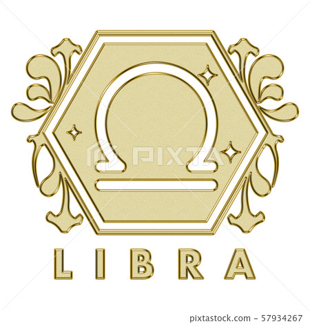金色/金色星座圖標/插圖新藝術風格|天秤座，天秤座，圖書館 57934267