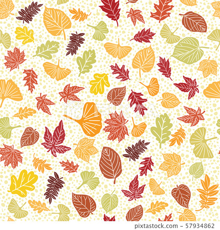 Various autumn leaves and hand drawn dots... - Stock Illustration ...