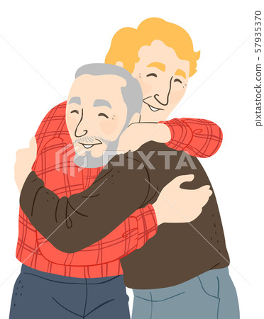 Senior Man Hug Illustration - Stock Illustration [57935370] - PIXTA