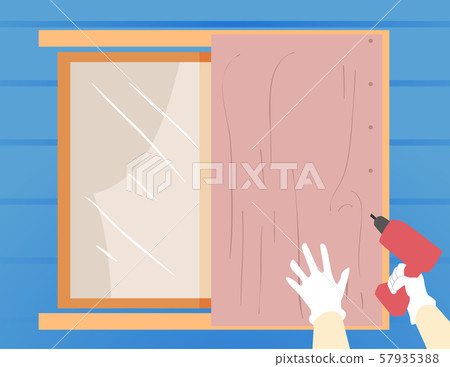 Hurricane Preparedness Cover Window Illustration 57935388