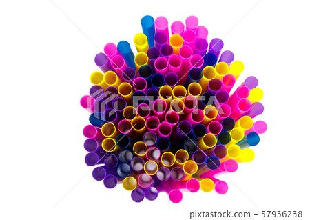 Set of colored straws for drinking cocktails on a 57936238