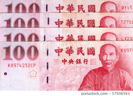 100 New Taiwan Dollar banknote 100 New Taiwan Dollar banknote 57936561