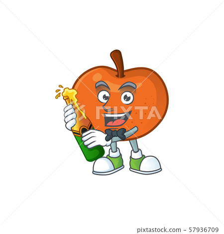 With beer fruit tangerine cartoon character with mascot 57936709