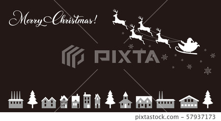 Christmas background Santa Claus houses silhouette Merry Christmas! Christmas background Santa Claus houses silhouette Merry Christmas! 57937173