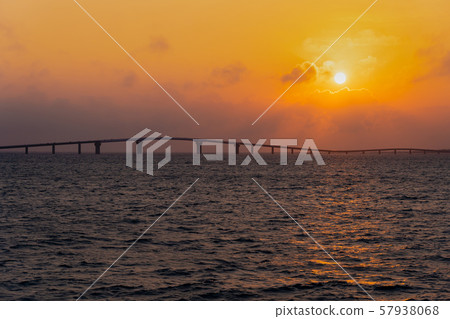Okinawa Miyakojima, Japan's longest bridge, Irabu Ohashi, evening view from Triver Seaside Park 57938068