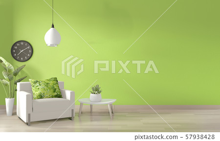 Sofa white and decoration plants on light green 57938428