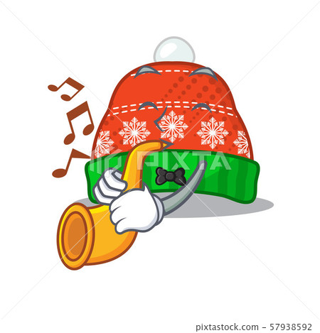 With trumpet winter hat in a cartoon bag With trumpet winter hat in a cartoon bag 57938592