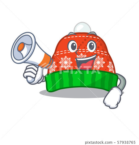 With megaphone winter hat isolated in the character With megaphone winter hat isolated in the character 57938765